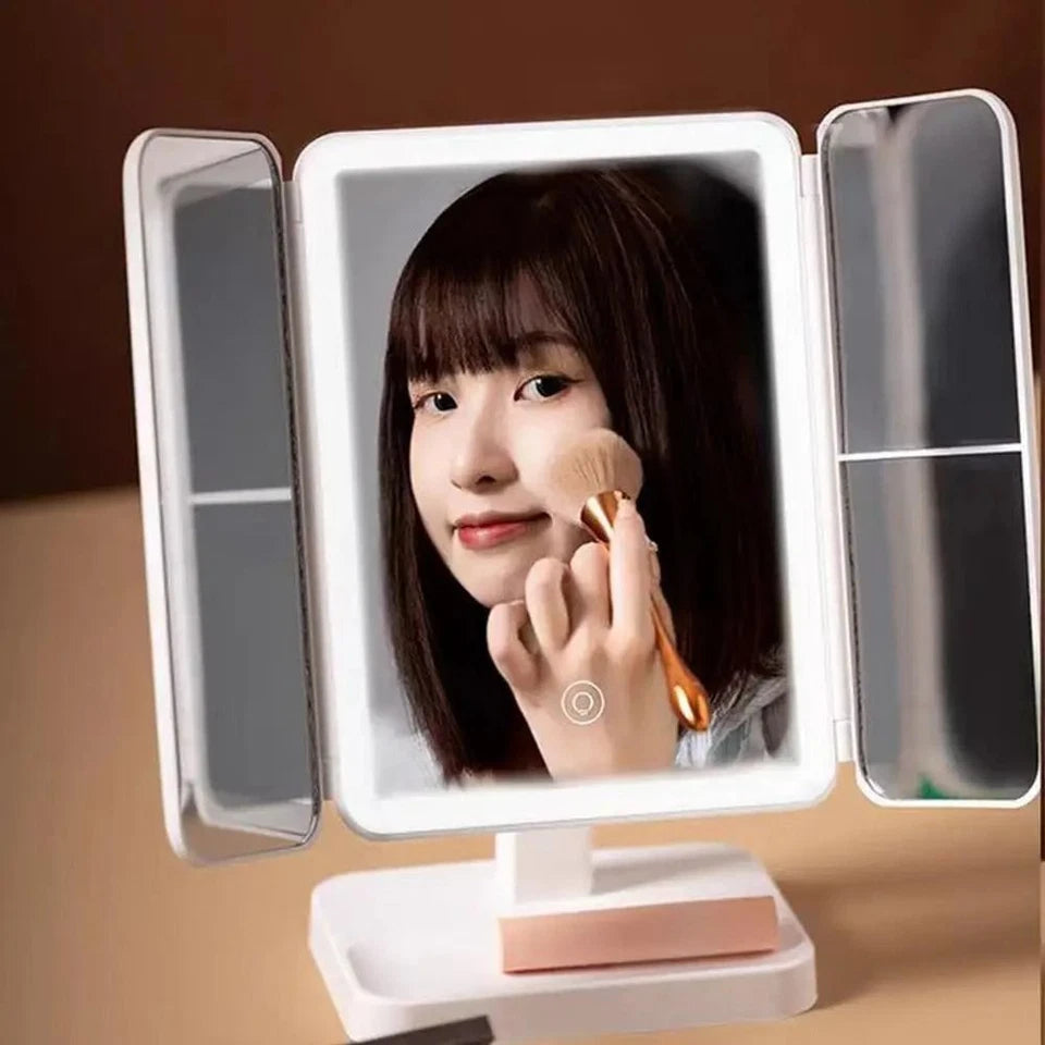 Trifold Makeup Table Mirrors LED Lights